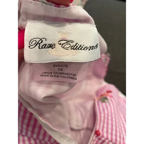 Vintage Y2K Rare Editions Pink White Gingham Fit and Flare Embroidered Dress - Picture 6 of 11